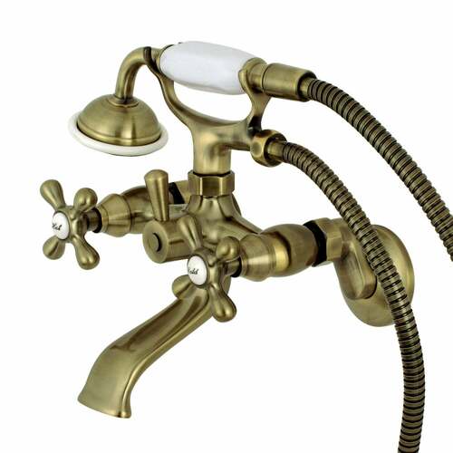 Kingston Brass KS265AB Kingston Clawfoot Tub Faucet with Hand Shower, Antique Brass