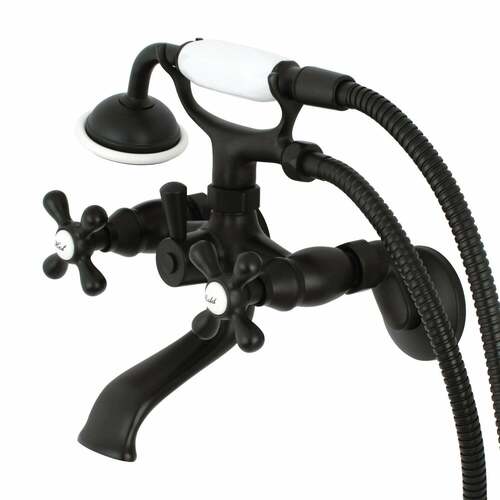 Kingston Brass KS265ORB Kingston Wall Mount Clawfoot Tub Faucet with Hand Shower, Oil Rubbed Bronze