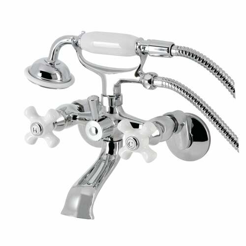 Kingston Brass KS265PXC Kingston Wall Mount Clawfoot Tub Faucet with Hand Shower, Polished Chrome