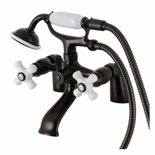 Kingston Brass KS267PXORB Kingston Deck Mount Clawfoot Tub Faucet w/ Hand Shower, Oil Rubbed Bronze