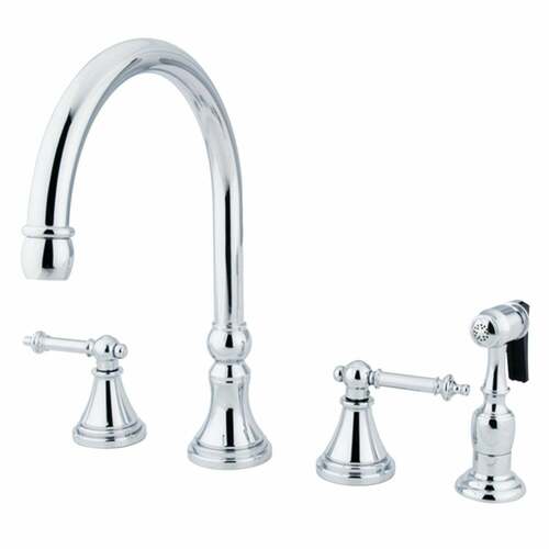 Kingston Brass KS2791TLBS Templeton Double-Handle Widespread Kitchen Faucet with Brass Sprayer, Chrome