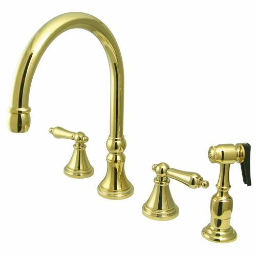 Kingston Brass KS2792ALBS Governor Double-Handle Widespread Kitchen Faucet with Brass Sprayer
