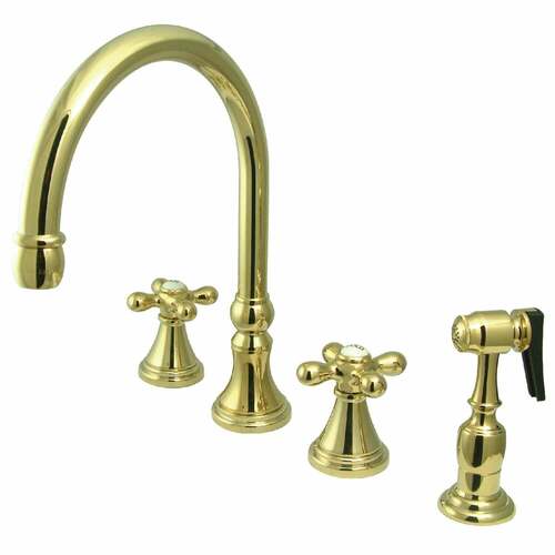 Kingston Brass KS2792AXBS Governor Double-Handle Widespread Kitchen Faucet with Brass Sprayer