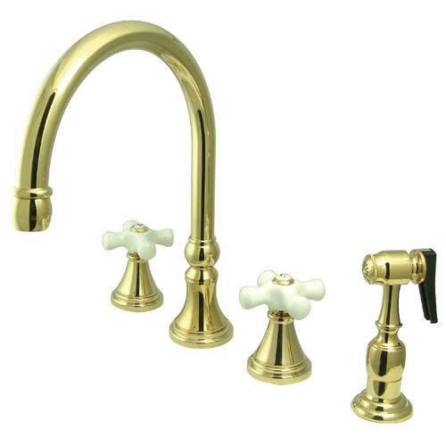 Kingston Brass KS2792PXBS Governor Double-Handle Widespread Kitchen Faucet with Brass Sprayer