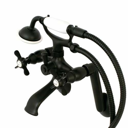 Kingston Brass KS289MB Kingston Matte Black Wall Mount Clawfoot Tub Faucet with Hand Shower