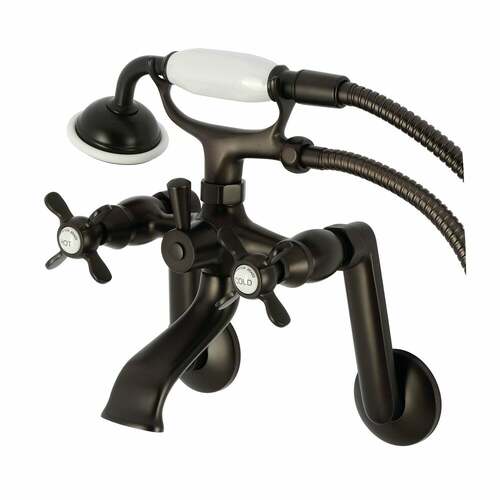 Kingston Brass KS289ORB Kingston Wall Mount Clawfoot Tub Faucet with Hand Shower, Oil Rubbed Bronze