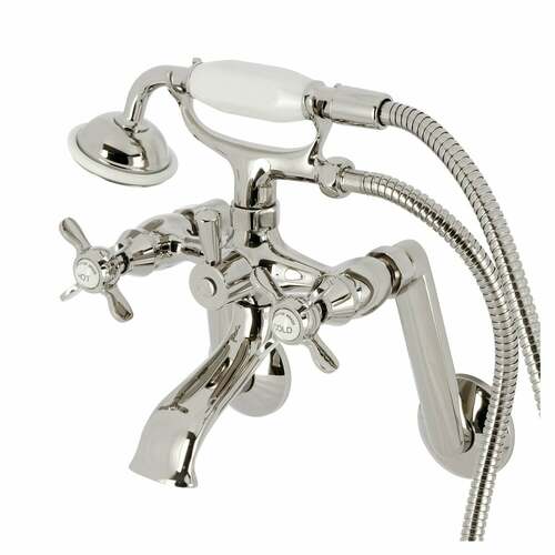 Kingston Brass KS289PN Kingston Wall Mount Clawfoot Tub Faucet with Hand Shower, Polished Nickel