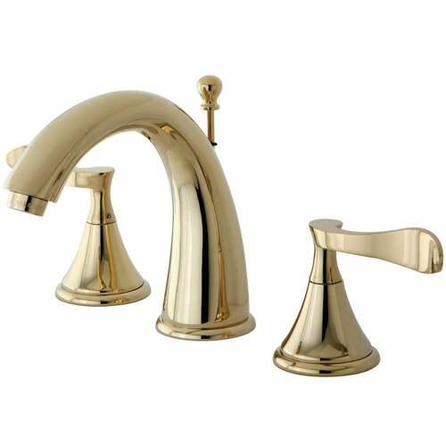 Kingston Brass KS2972CFL Century Widespread Bathroom Faucet with Brass Pop-Up, Polished Brass