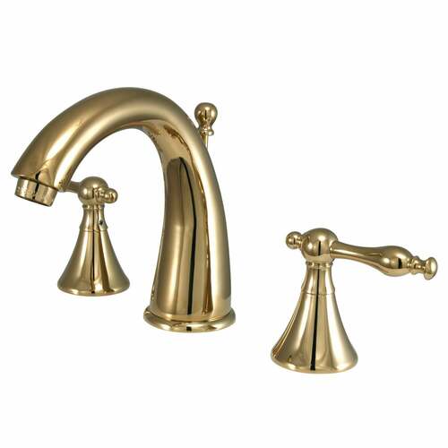 Kingston Brass KS2972NL Naples Widespread Bathroom Faucet with Brass Pop-Up, Polished Brass