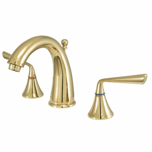 Kingston Brass KS2972ZL Silver Sage Widespread Bathroom Faucet with Brass Pop-Up, Polished Brass