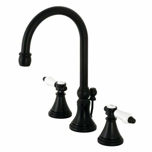 Kingston Brass KS2980BPL Bel-Air Matte Black Widespread Bathroom Faucet with Brass Pop-Up
