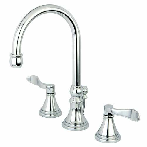 Kingston Brass KS2981DFL NuFrench Widespread Bathroom Faucet, Brass Pop-Up, Polished Chrome
