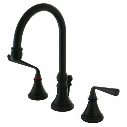 Kingston Brass KS2985ZL Silver Sage Widespread Bathroom Faucet, Oil Rubbed Bronze with Brass Pop-Up