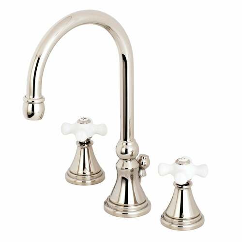 Kingston Brass KS2986PX Governor Polished Nickel Widespread Bathroom Faucet with Brass Pop-Up