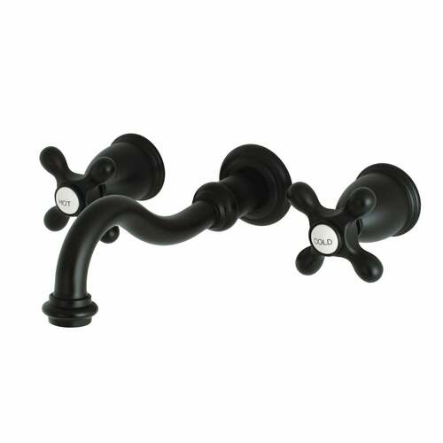 Kingston Brass KS3020AX Restoration Matte Black Two-Handle Wall Mount Roman Tub Faucet