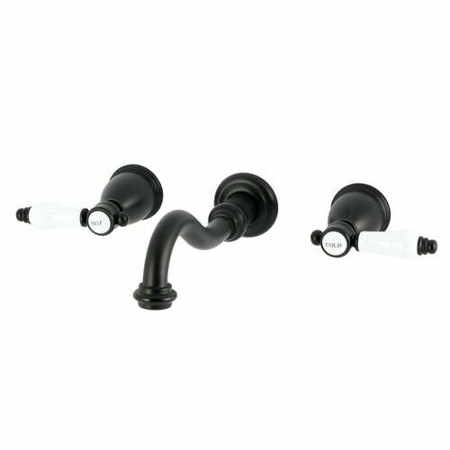 Kingston Brass KS3020BPL Bel-Air Matte Black Two-Handle Wall Mount Roman Tub Faucet