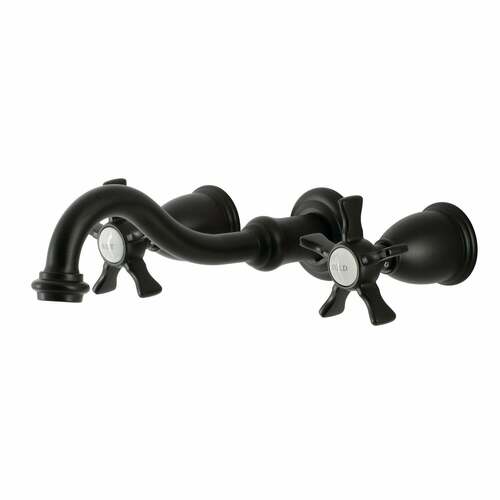 Kingston Brass KS3020NX Hamilton Matte Black Two-Handle Wall Mount Roman Tub Faucet