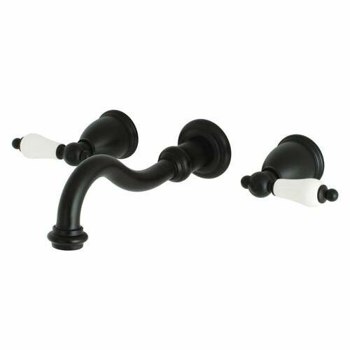Kingston Brass KS3020PL Restoration Matte Black Two-Handle Wall Mount Roman Tub Faucet