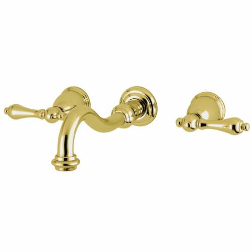 Kingston Brass KS3022AL Restoration Polished Brass Two-Handle Wall Mount Roman Tub Faucet