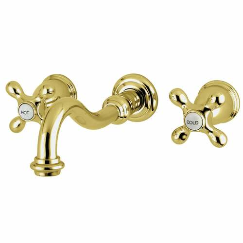 Kingston Brass KS3022AX Restoration Wall Mount Roman Tub Faucet, Polished Brass