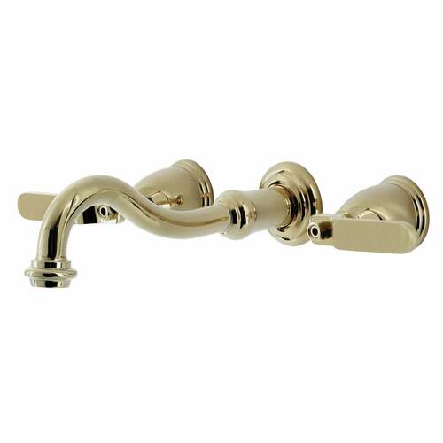 Kingston Brass KS3022KL Whitaker Two-Handle Wall Mount Roman Tub Faucet, Polished Brass