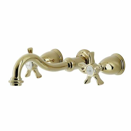 Kingston Brass KS3022NX Hamilton Wall Mount Two-Handle Roman Tub Faucet, Polished Brass