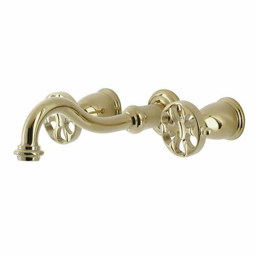 Kingston Brass KS3022RX Belknap Two-Handle Wall Mount Roman Tub Faucet in Polished Brass