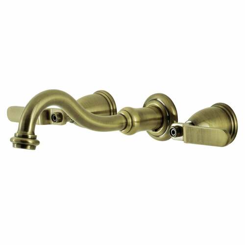 Kingston Brass KS3023KL Whitaker Antique Brass Two-Handle Wall Mount Roman Tub Faucet
