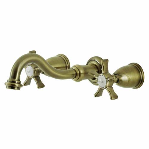 Kingston Brass KS3023NX Hamilton Wall Mount Two-Handle Roman Tub Faucet, Antique Brass