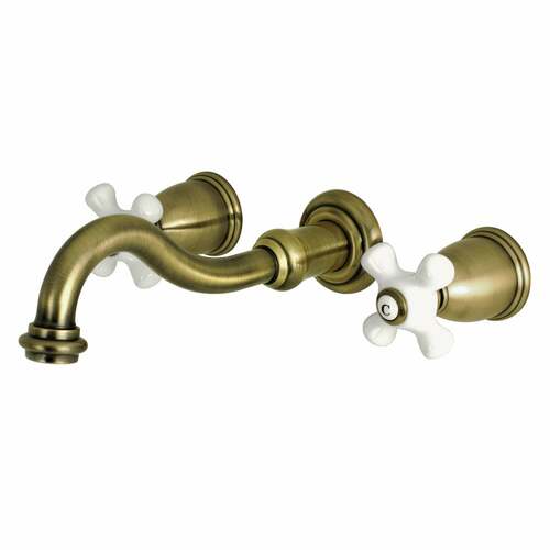 Kingston Brass KS3023PX Restoration Antique Brass Two-Handle Wall Mount Roman Tub Faucet