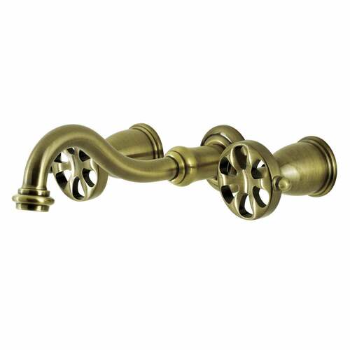 Kingston Brass KS3023RX Belknap Antique Brass Two-Handle Wall Mount Roman Tub Faucet