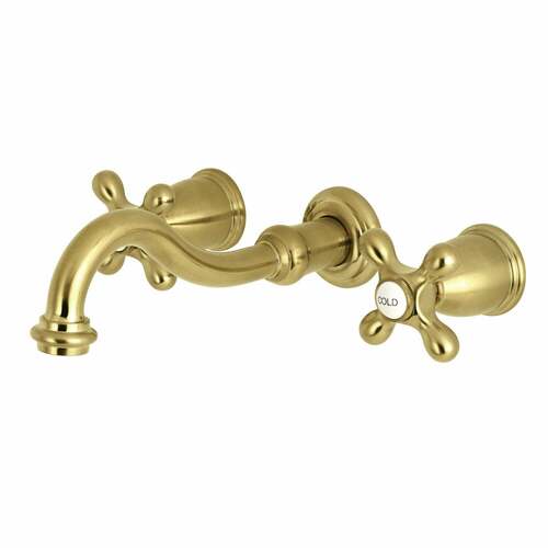 Kingston Brass KS3027AX Restoration Brushed Brass Wall Mount Roman Tub Faucet, Two Handles