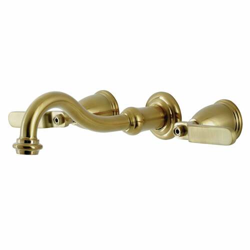 Kingston Brass KS3027KL Whitaker Brushed Brass Two-Handle Wall Mount Roman Tub Faucet