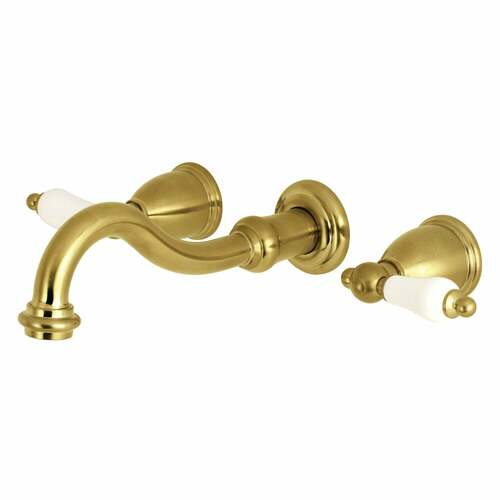 Kingston Brass KS3027PL Restoration Brushed Brass Wall Mount Roman Tub Faucet, Two-Handle