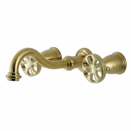 Kingston Brass KS3027RX Belknap Two-Handle Wall Mount Roman Tub Faucet, Brushed Brass