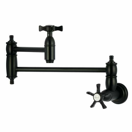 Kingston Brass KS3100NX Hamilton Matte Black Two-Handle Wall Mount Pot Filler Faucet