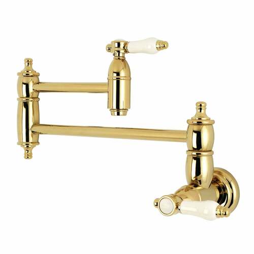 Kingston Brass KS3102BPL Bel-Air Wall Mount Pot Filler Faucet in Polished Brass
