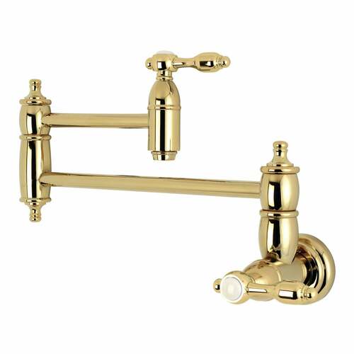 Kingston Brass KS3102TAL Tudor Wall-Mount Pot Filler Faucet in Polished Brass