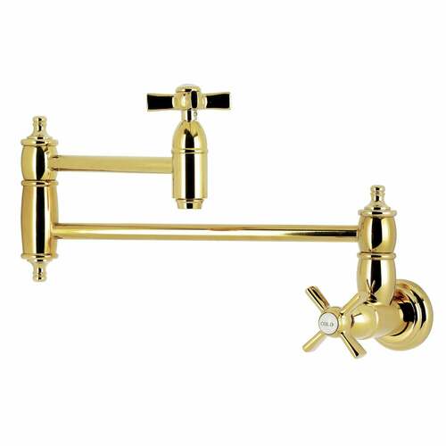 Kingston Brass KS3102ZX Millennium Wall Mount Pot Filler Faucet, Polished Brass, 2 Handles