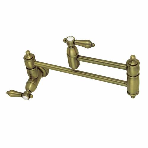 Kingston Brass KS3103BAL Heirloom Antique Brass Wall Mount Pot Filler Faucet