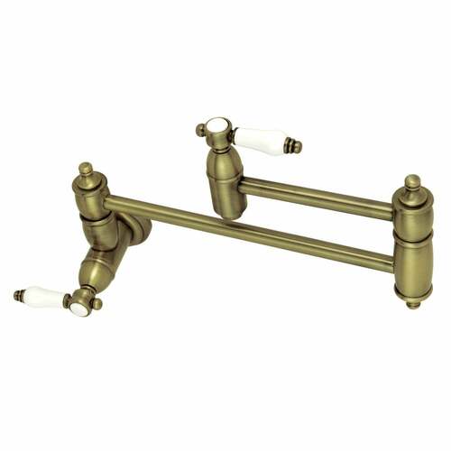 Kingston Brass KS3103BPL Bel-Air Antique Brass Wall Mount Pot Filler Faucet