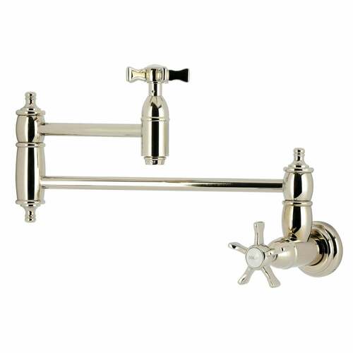 Kingston Brass KS3106NX Hamilton Wall Mount Pot Filler Faucet, 2-Handle, Polished Nickel