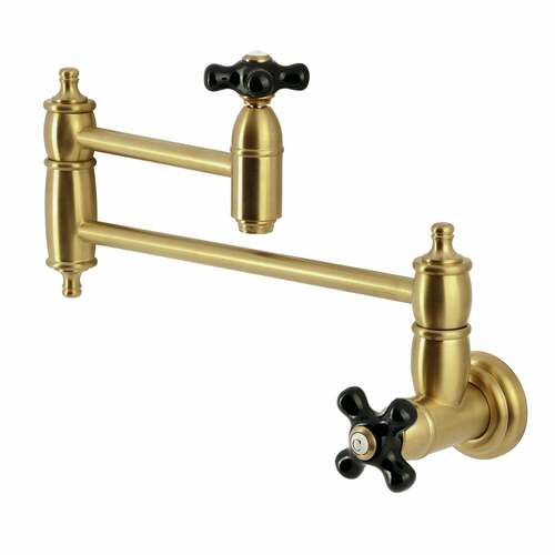 Kingston Brass KS3107PKX Duchess Brushed Brass Wall Mount Pot Filler Faucet