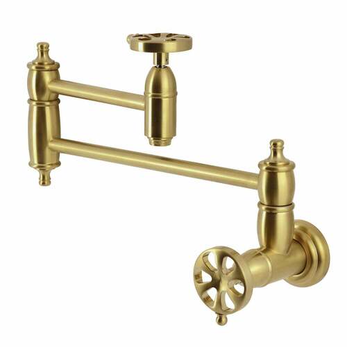 Kingston Brass KS3107RX Belknap Brushed Brass Wall Mount Pot Filler Faucet