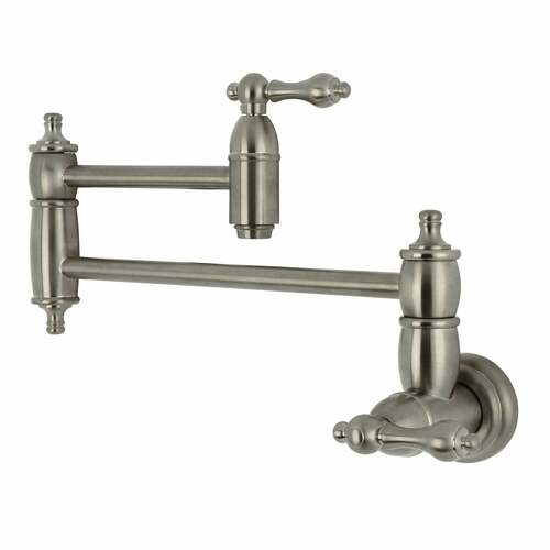 Kingston Brass KS3108AL Restoration Brushed Nickel Wall Mount Pot Filler Faucet