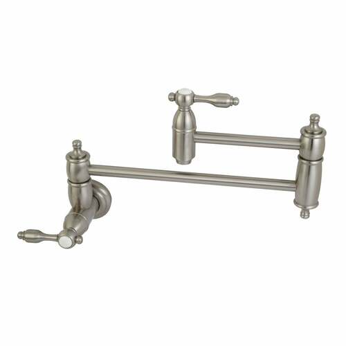 Kingston Brass KS3108TAL Tudor Brushed Nickel Wall Mount Pot Filler Faucet