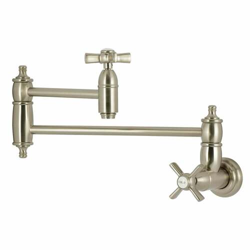 Kingston Brass KS3108ZX Millennium Brushed Nickel Wall Mount Pot Filler Faucet, 2-Handle