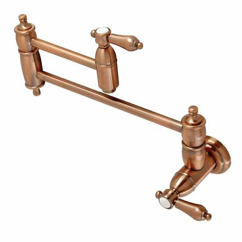 Kingston Brass KS310BALAC Heirloom Wall-Mount Pot Filler Faucet, Antique Copper