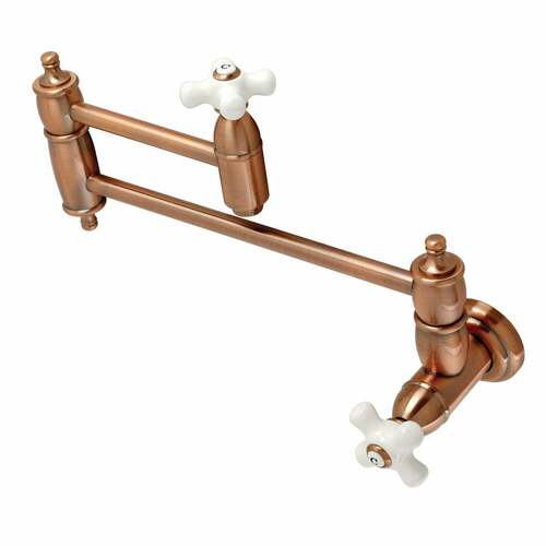 Kingston Brass KS310PXAC Restoration Antique Copper Wall Mount Pot Filler Faucet