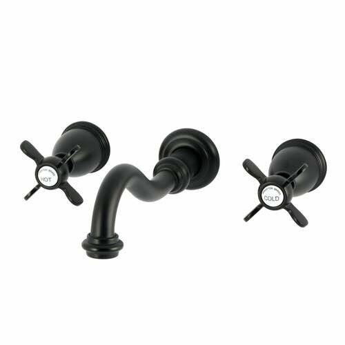 Kingston Brass KS3120BEX Essex Matte Black Double-Handle Wall Mount Bathroom Faucet